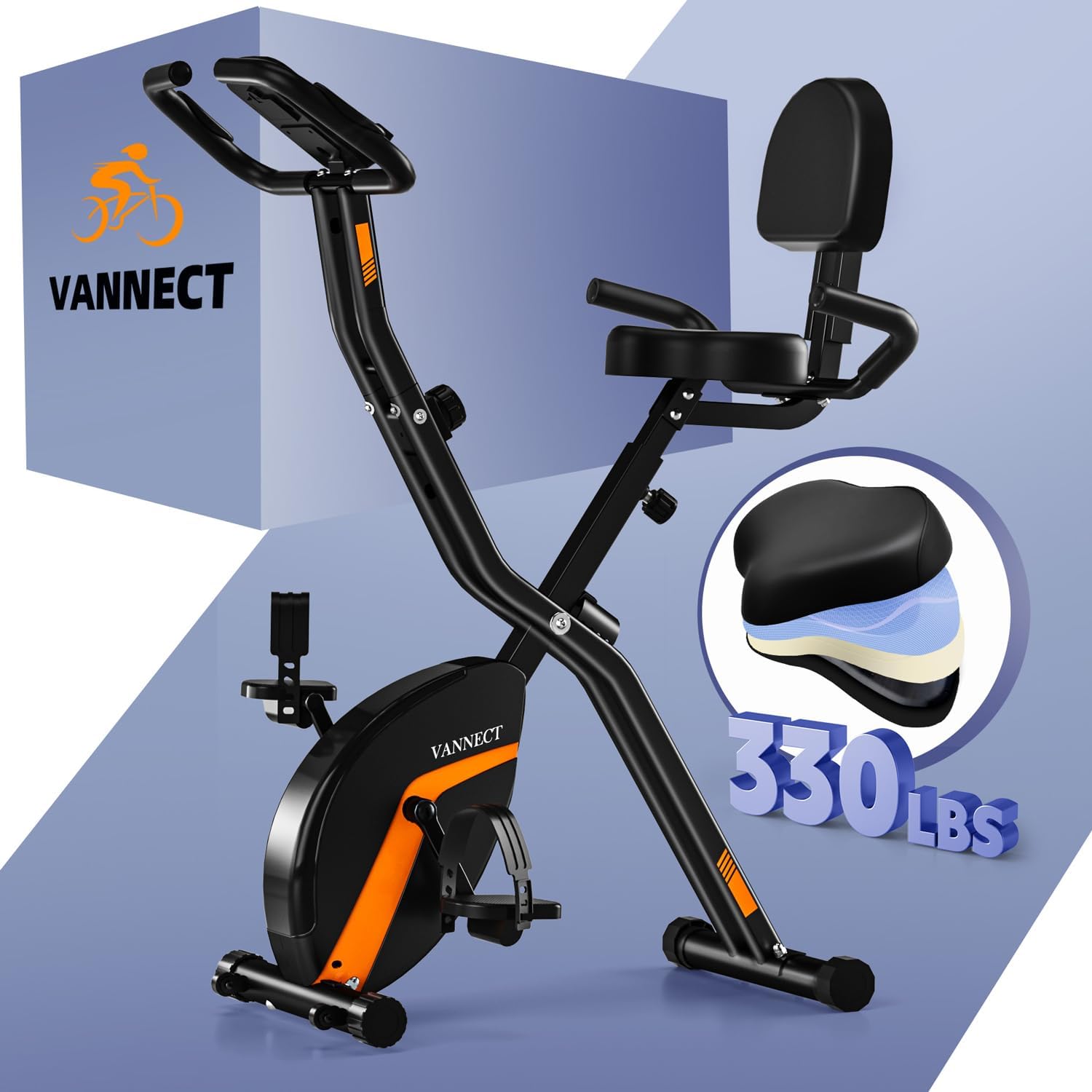 2025 New Exercise Bike Foldable with 8/16 Levels Magnetic Resistance, Folding Cy...