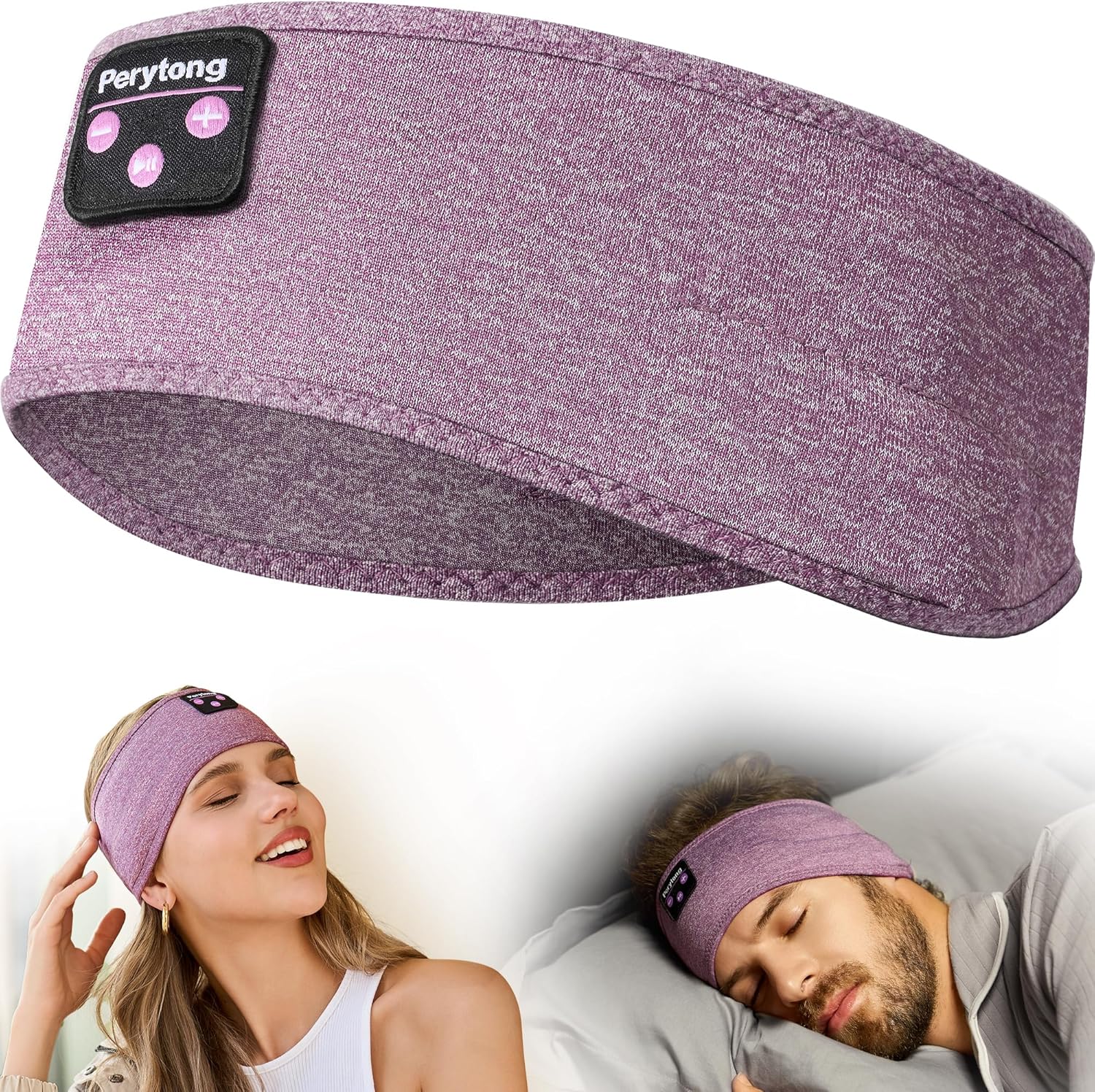 Perytong Bluetooth Headband with Wireless Sleeping Earbuds for Side Sleepers, Wo...