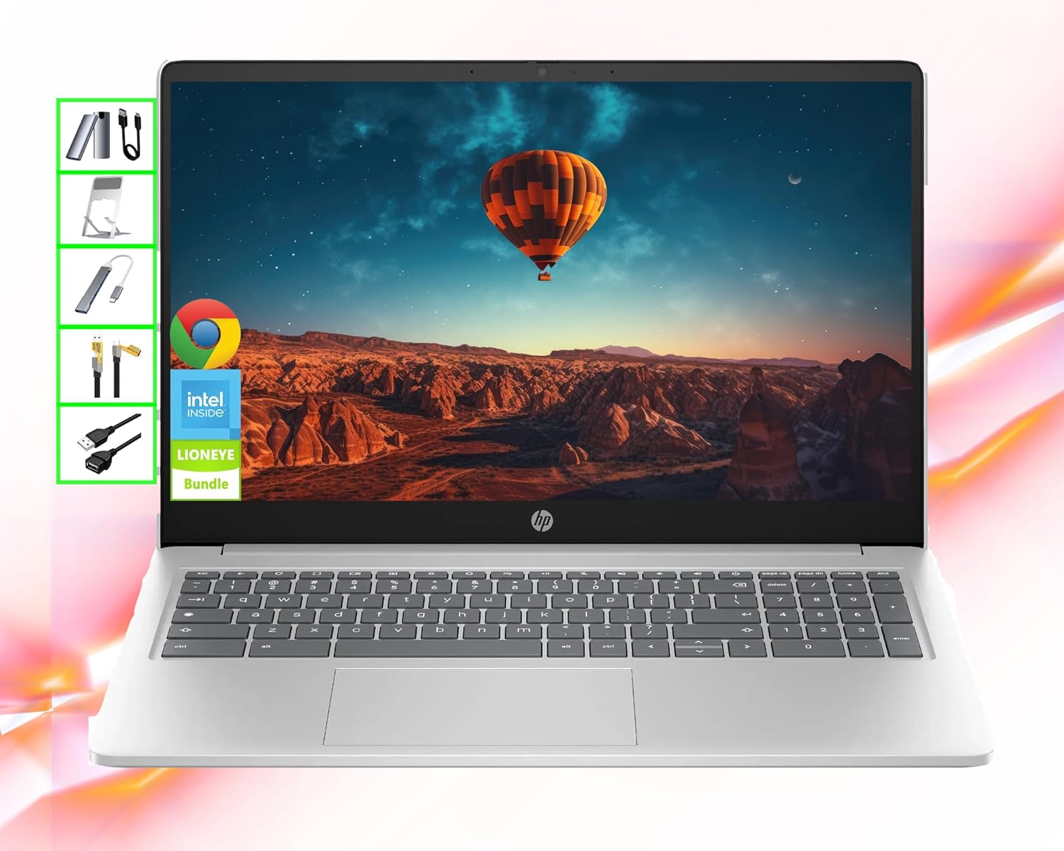 HP Chromebook | 15" HD Laptop | 8GB RAM | 64GB eMMC& 512GB Card& 128GB Portable...