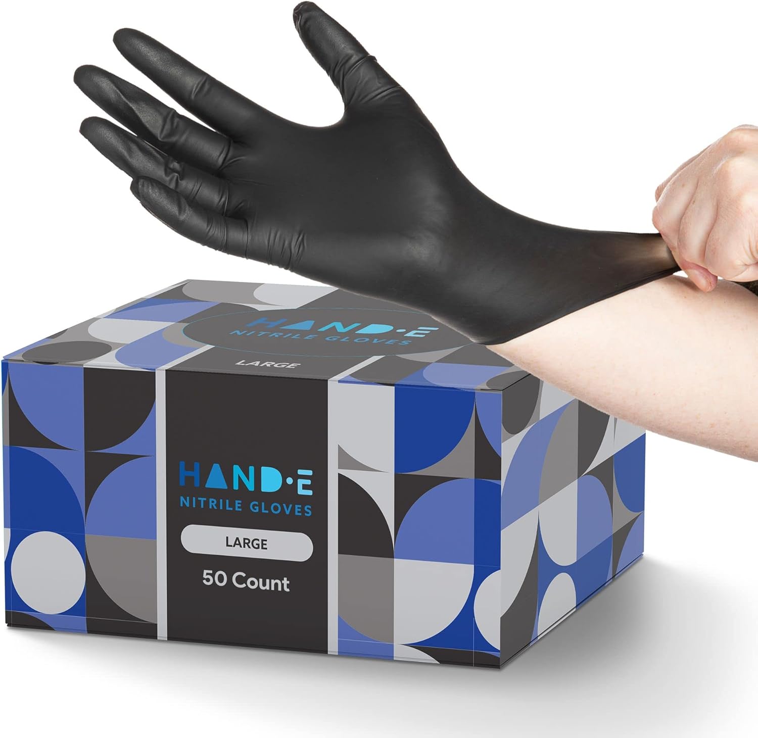 Hand-E Touch Black Nitrile Disposable Gloves Large, 50 Count - BBQ, Tattoo, Hair...