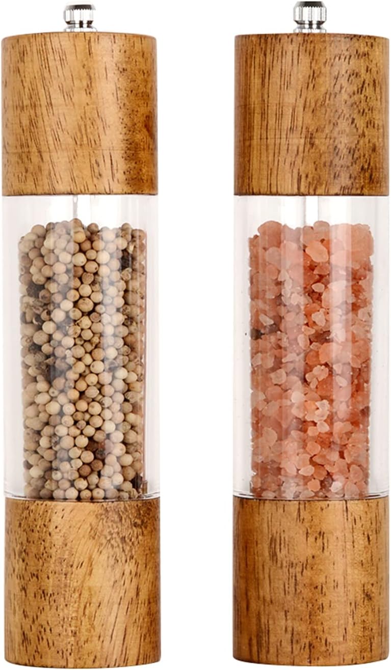 Haomacro Premium Acrylic Salt and Pepper Grinder Set, Manual Salt and Pepper Mil...