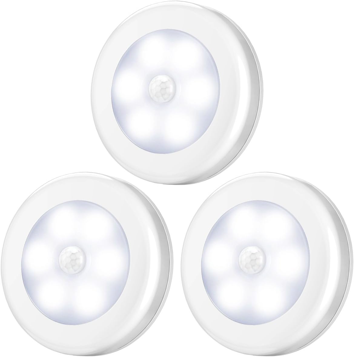 AMIR Motion Sensor Light, 3 Pack Stick-On Cabinet Night Light, Battery Powered S...