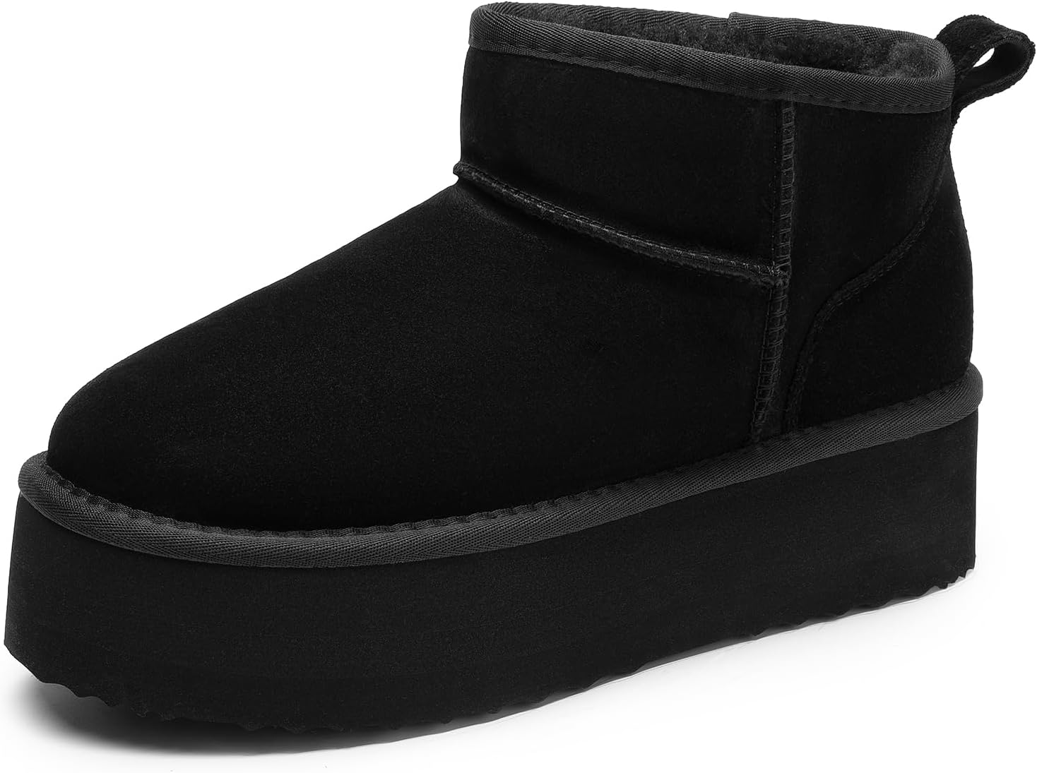 DREAM PAIRS FuzzyClassic Platform Mini Boots for Women Suede Genuine Leather, Cl...