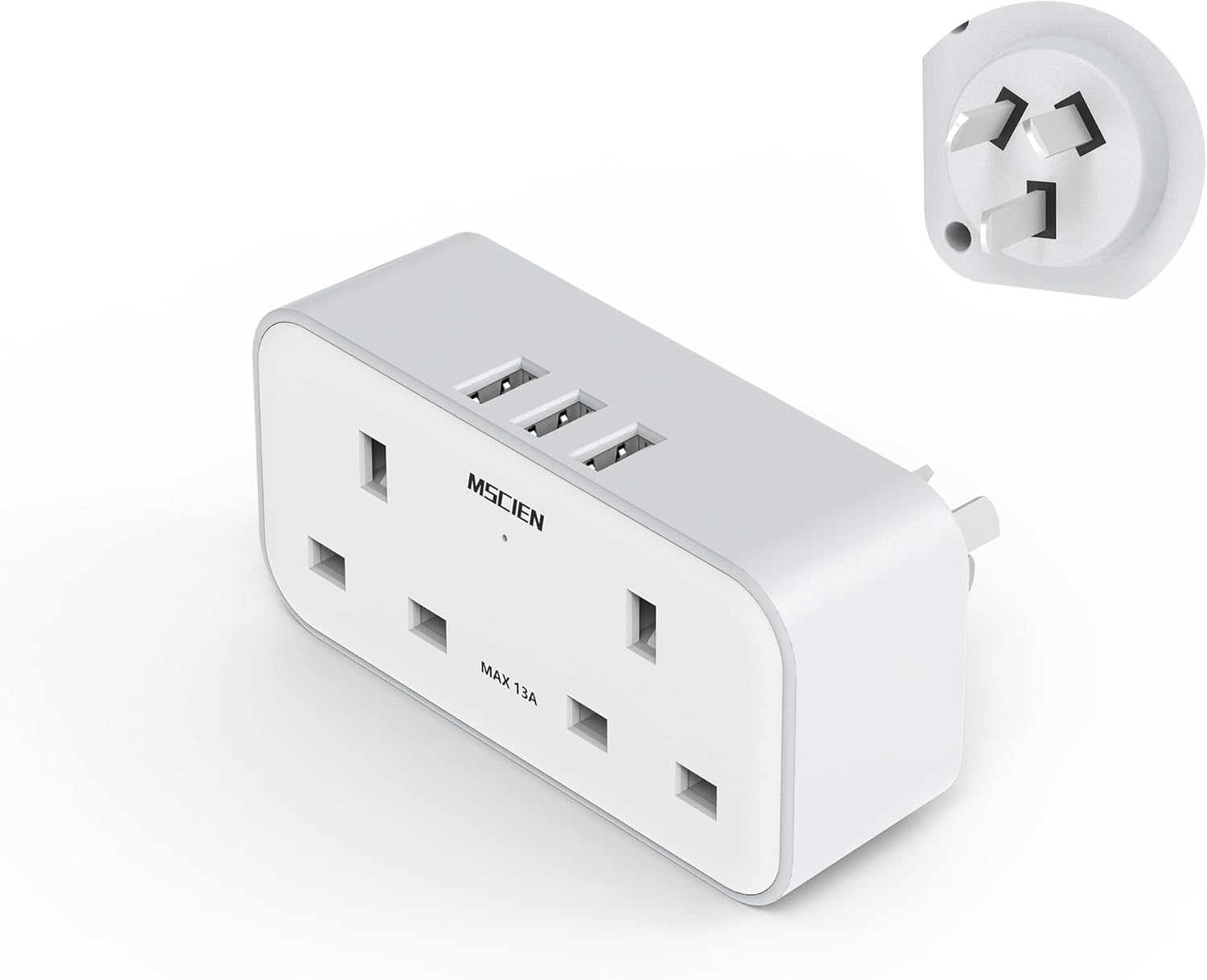 UK to Australia Plug Adapter With 3 USB, Grounded Australian China New Zealand T...