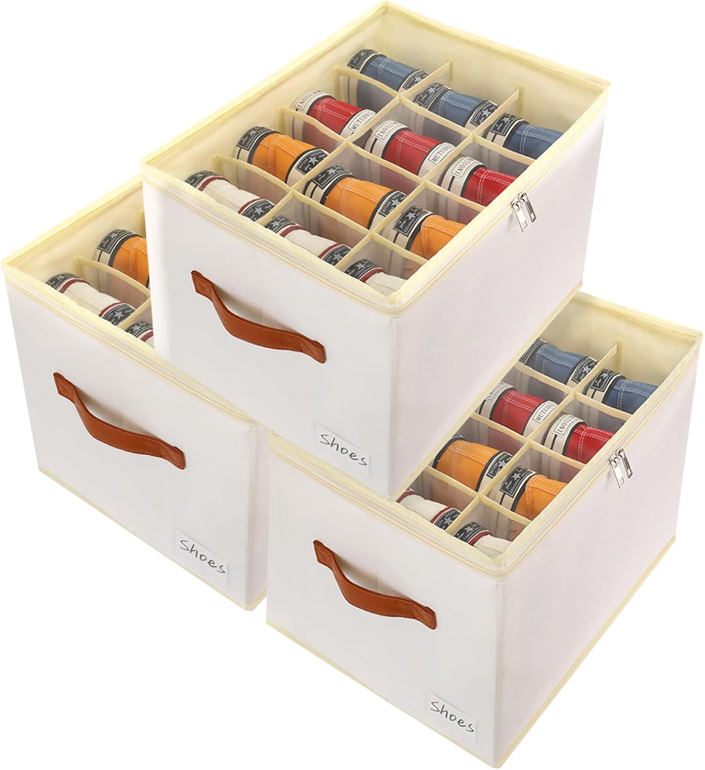 Patinao 3 Pack Shoe Storage Box Organiser for Closet - 36 Cell Space Saver Shoes...
