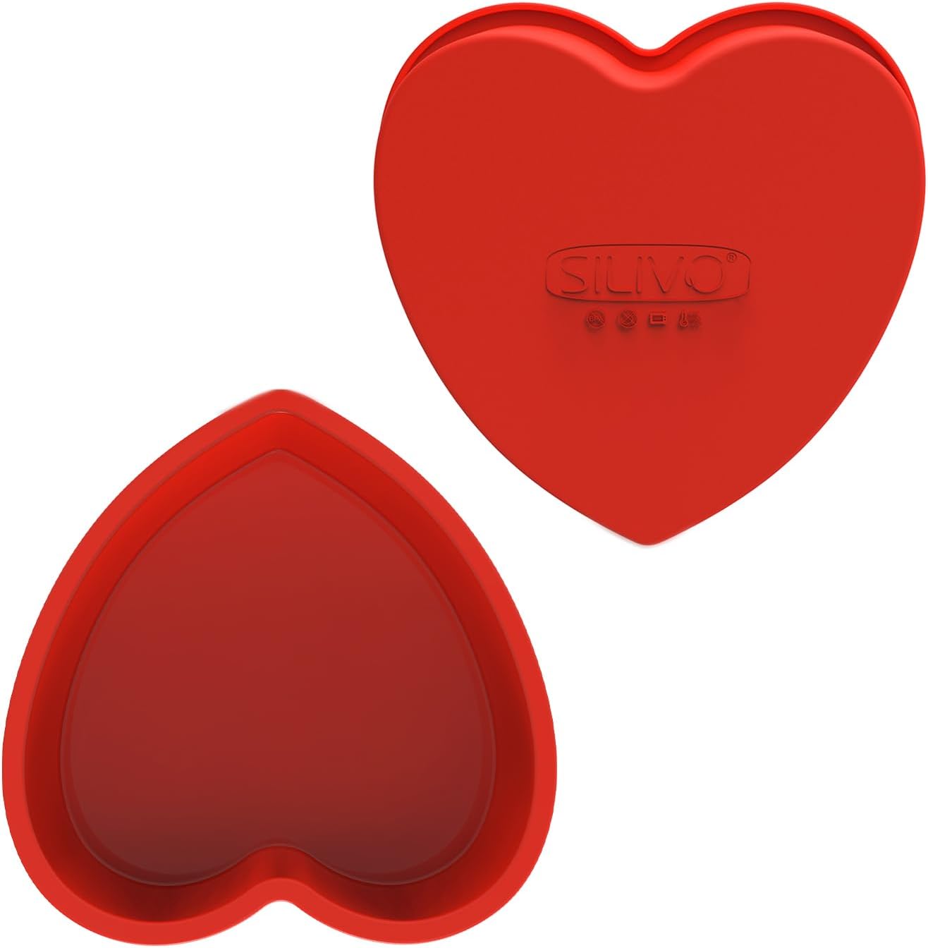 SILIVO Silicone Heart Shaped Cake Tin, Set of 2 Love Heart Cake Tin 8 inch, Hear...
