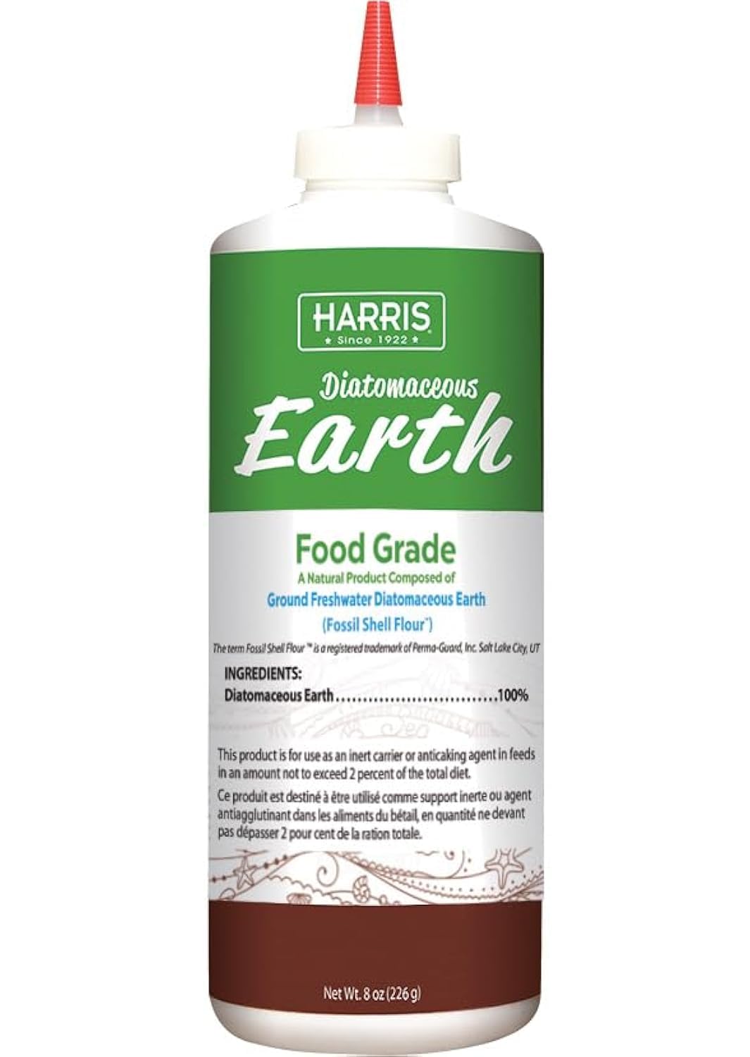 HARRIS Diatomaceous Earth Food Grade, Half Pound with Easy Application Puffer Ti...