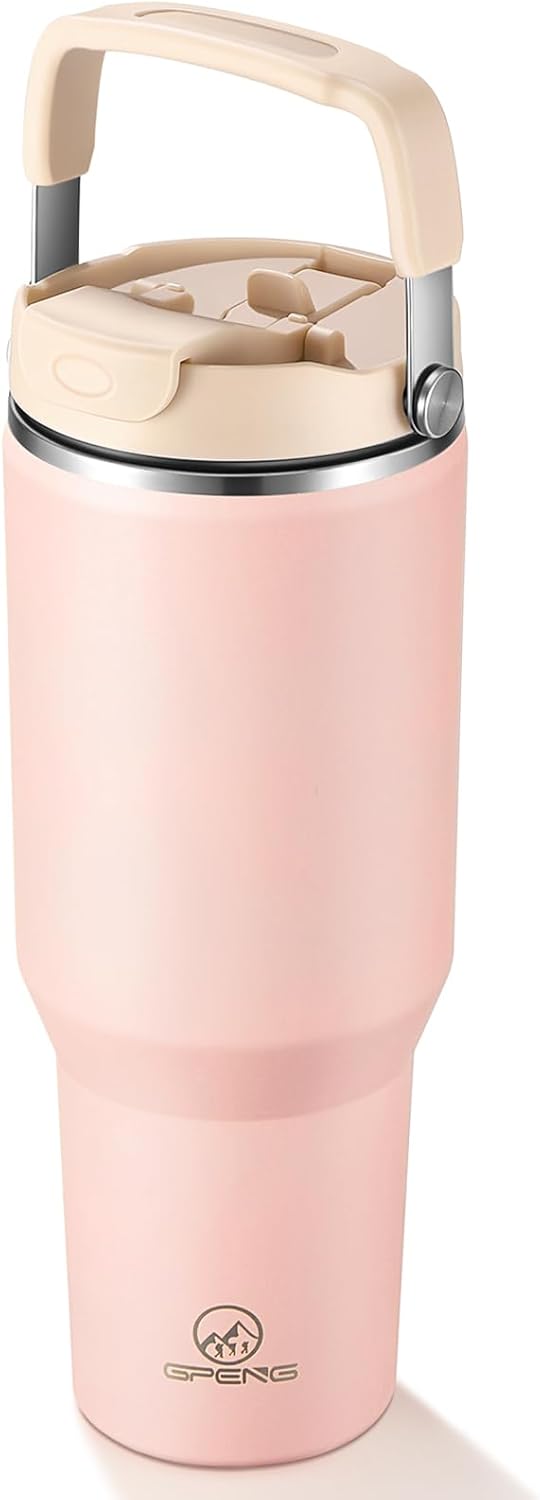 Gpeng 40 oz Tumbler with Handle, Water Bottles with Straw Lid, Insulated Stainle...