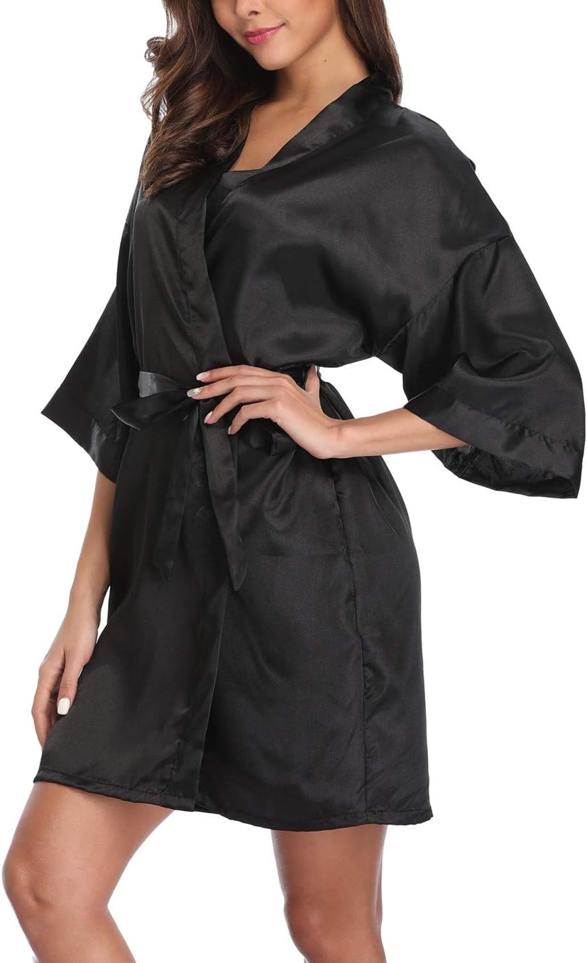 Old-Times Women's Satin Robes Bride Bridesmaid Bridal Party Silky Robes Soft Lou...