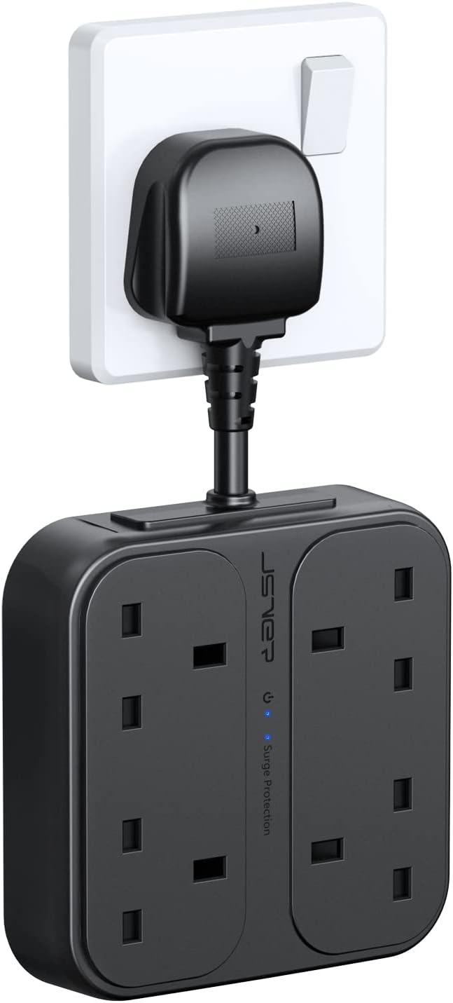 JSVER Extension Lead with 4 USB Ports Plug Extension with 4 Outlets (3250W) and...