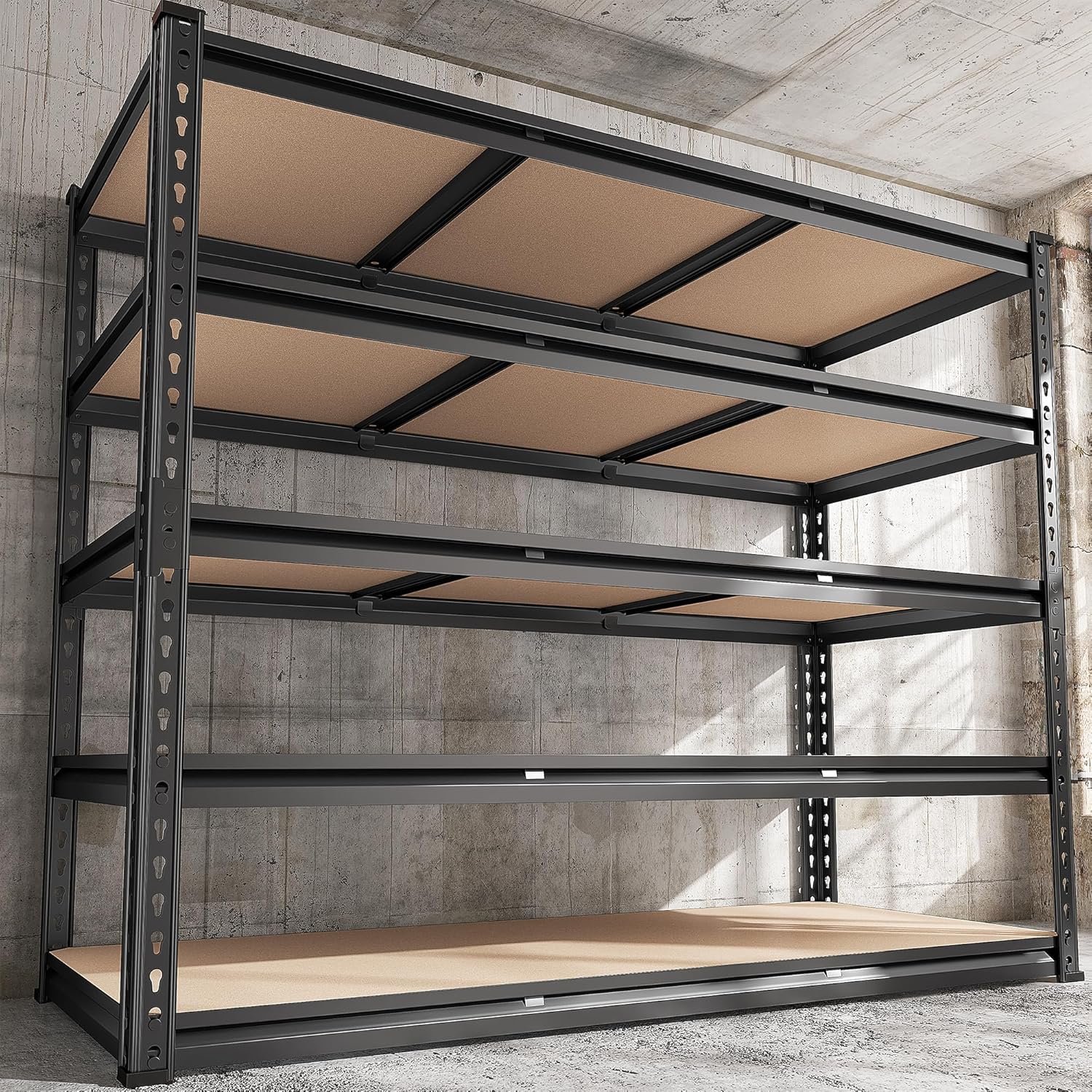 REIBII 48" W Garage Shelving Heavy Duty Storage Shelves 5 Tier Heavy Duty Shelvi...