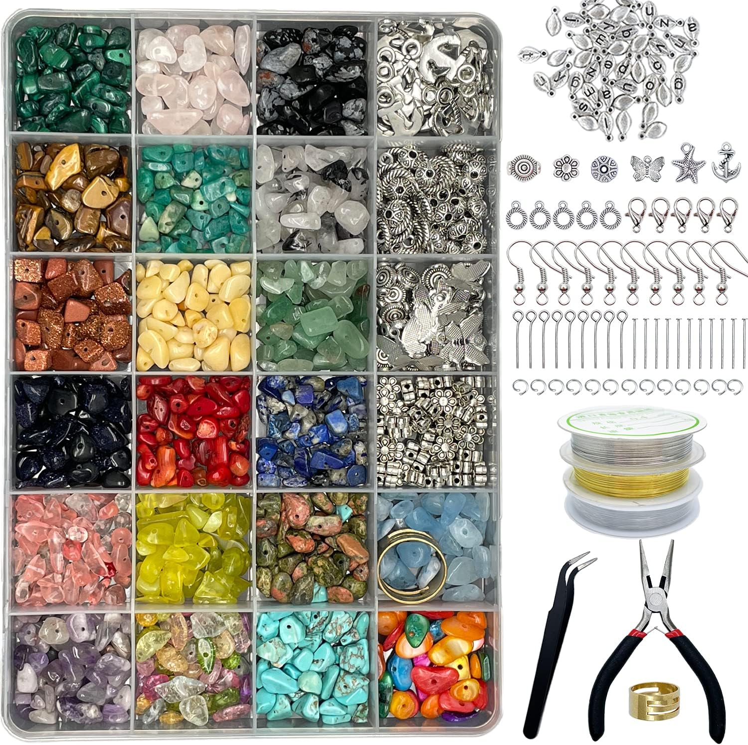 Xmada Jewelry Making Supplies Kit - 1587 PCS Beads, Crystal Beads, Jewelry Plier...