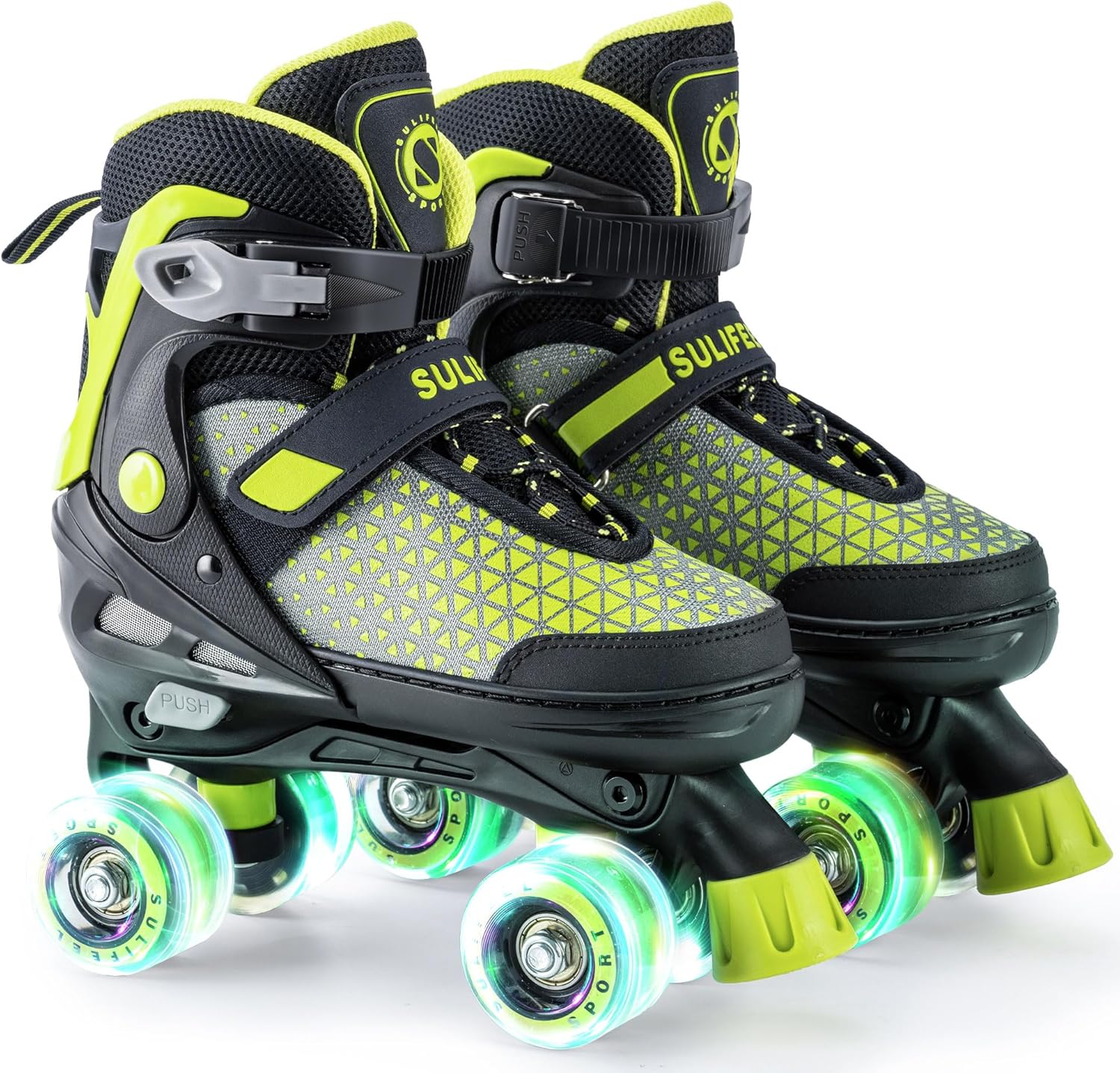 SULIFEEL Roller Skates for Girls Boys Kids,4 Sizes Adjustable Quad Skates with L...