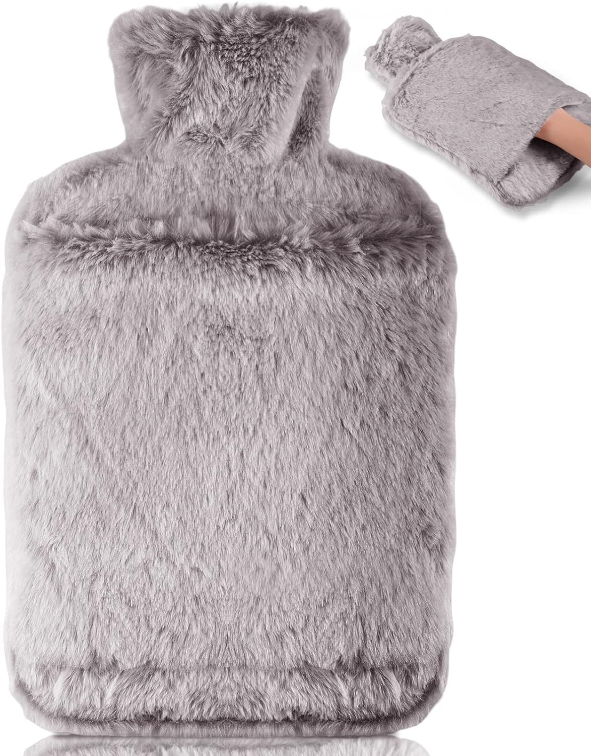 BOLEi Hot Water Bottle with Luxury Cosy Faux Fur Cover,2L Leakproof Large Hot Wa...