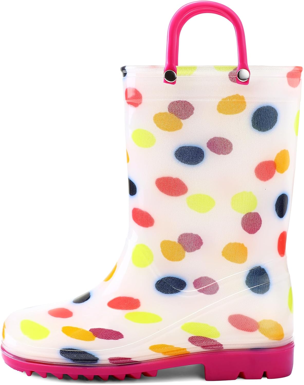 K KomForme Girls Boys Rain Boots Waterproof with Easy on Handles for Toddler/Lit...