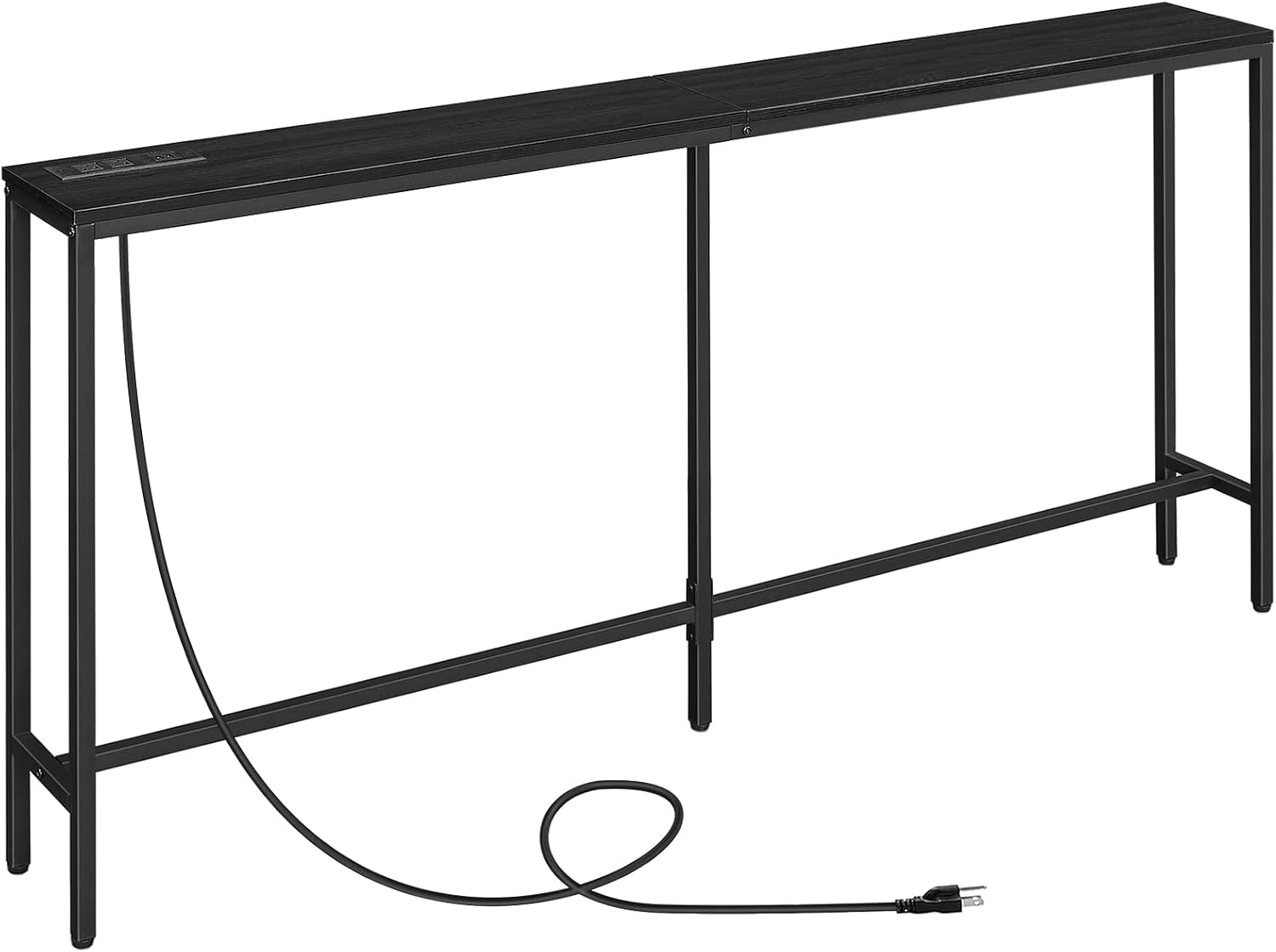 Console Table with Power Outlet, 70.9" Narrow Sofa Table, Industrial Entryway Ta...