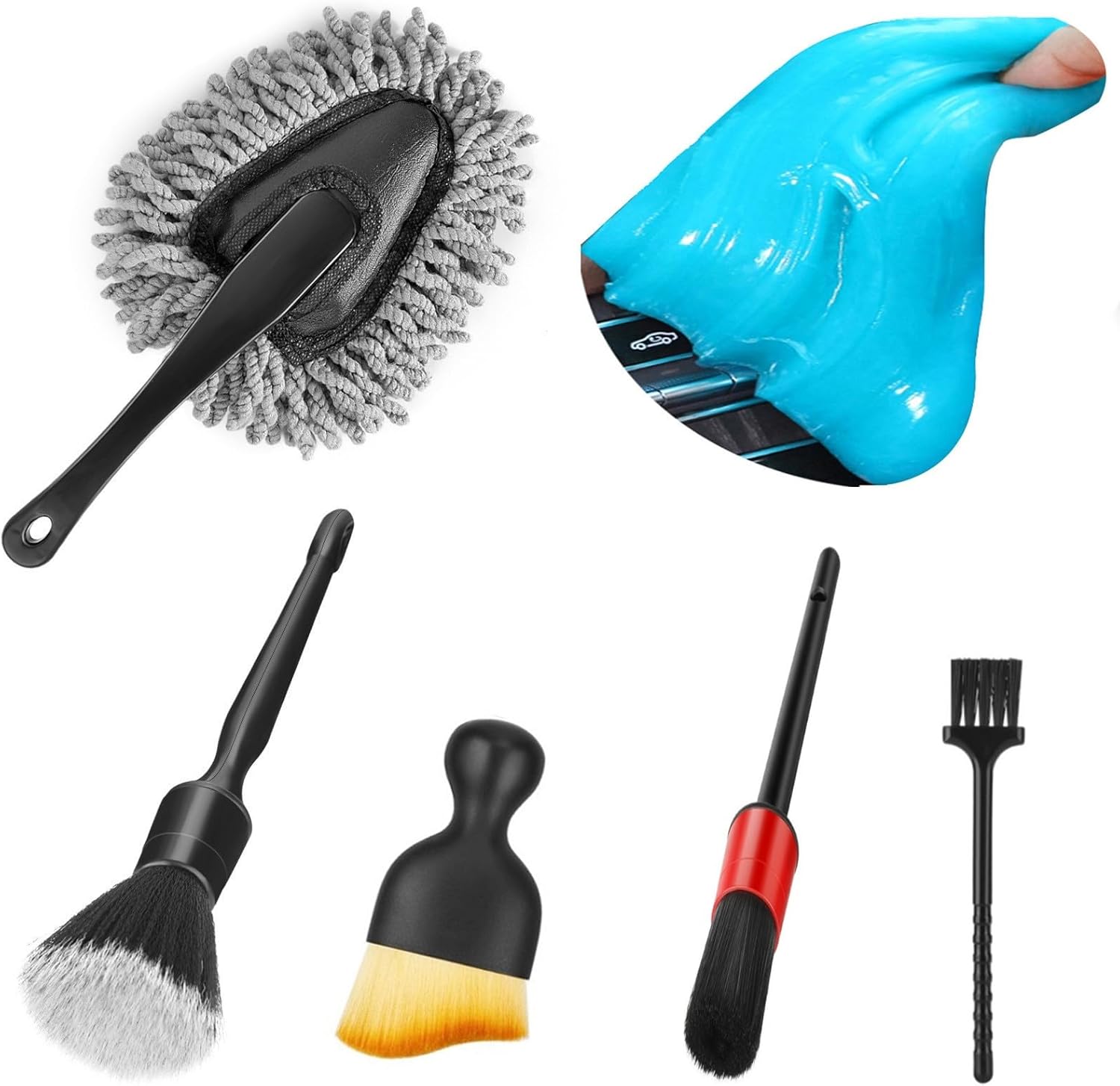 Car Interior Duster Detail Brush Cleaning Gel Kit, Soft Dash Vent Dusting Slime...