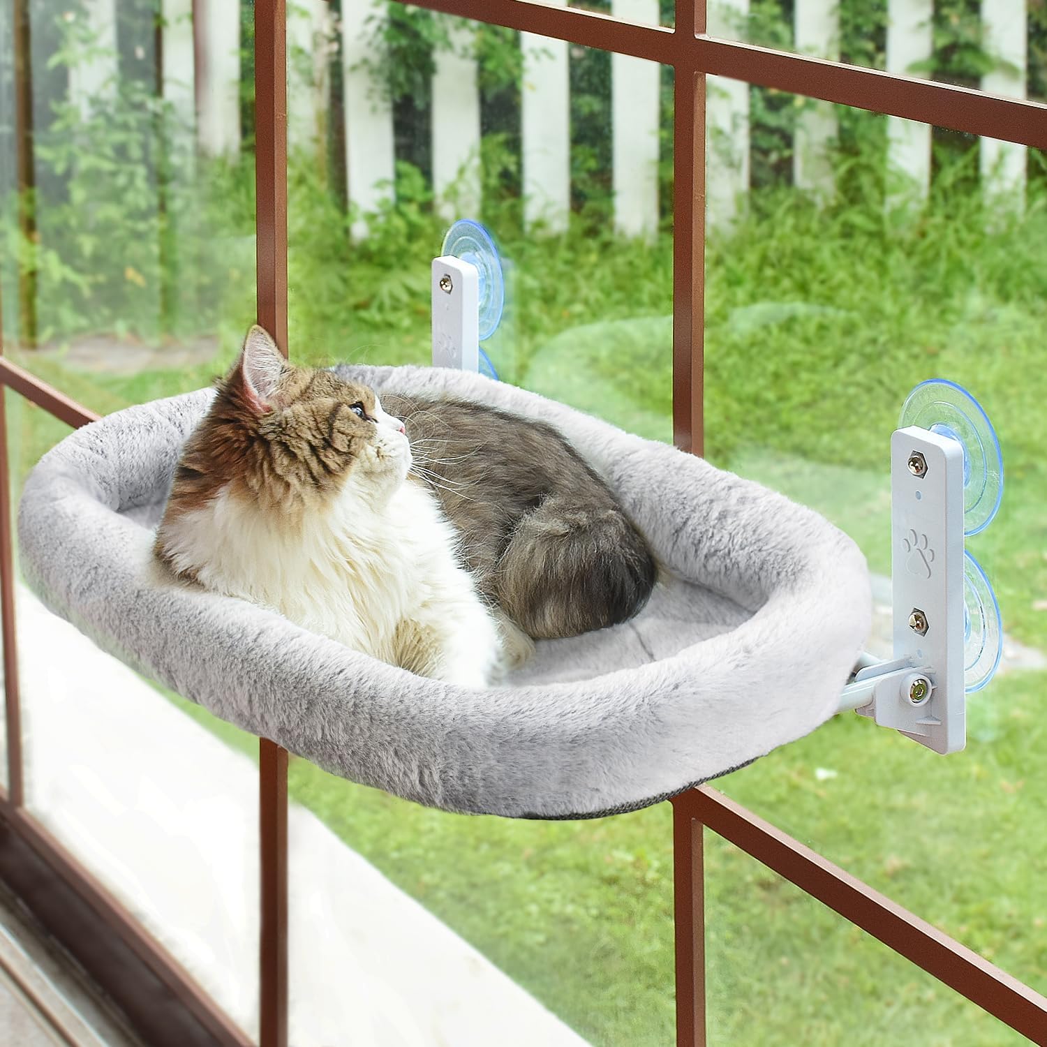 AMOSIJOY Cordless Cat Window Perch, Cat Hammock for Wall with 4 Strong Suction C...
