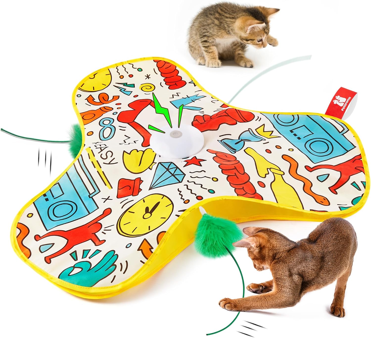 Potaroma Cat Feather Toys Interactive, Unpredicatable in-The-Cover Moving Feathe...