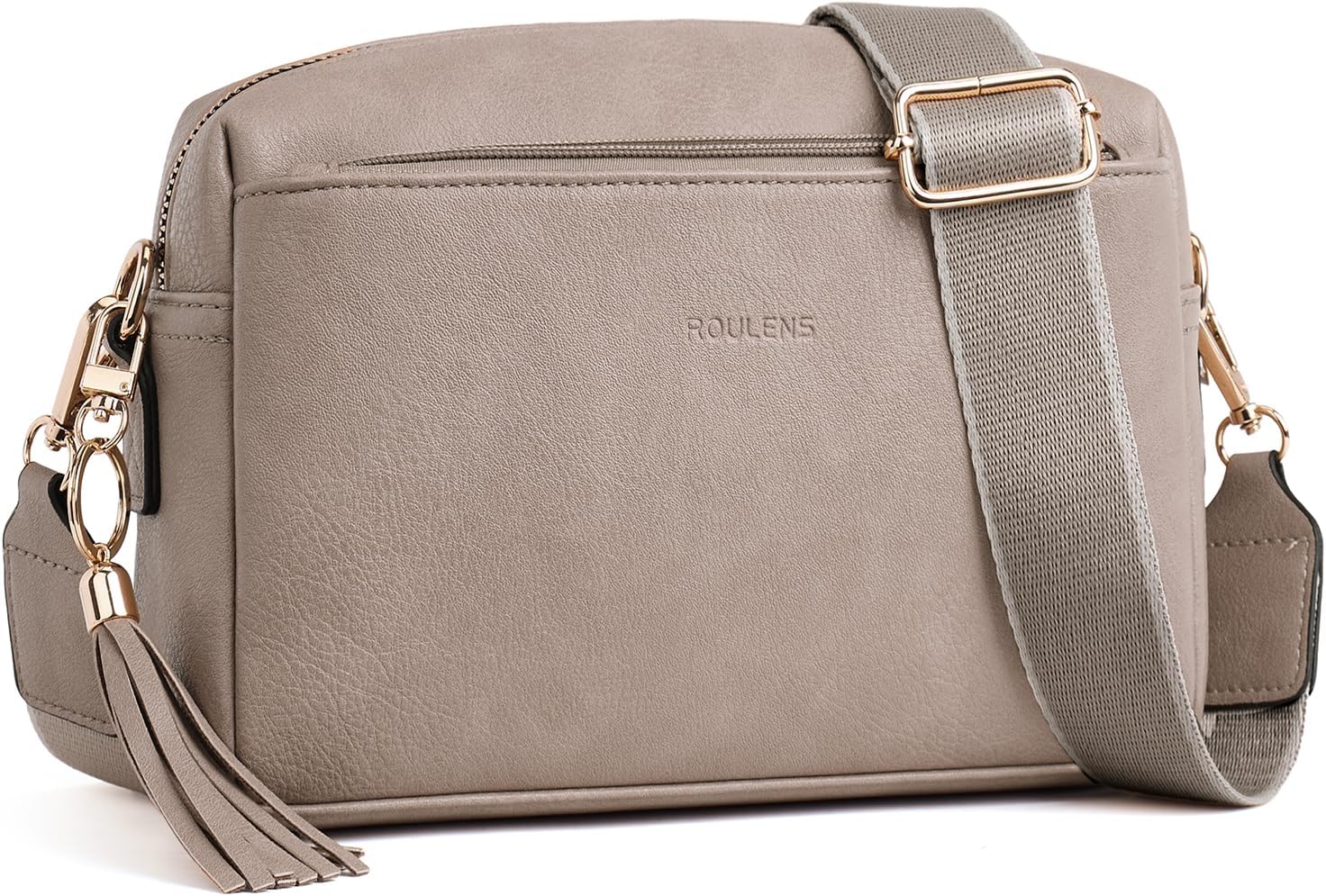 Triple Zip Small Crossbody Bag for women,Wide Strap Cell Phone Purse Shoulder Ha...