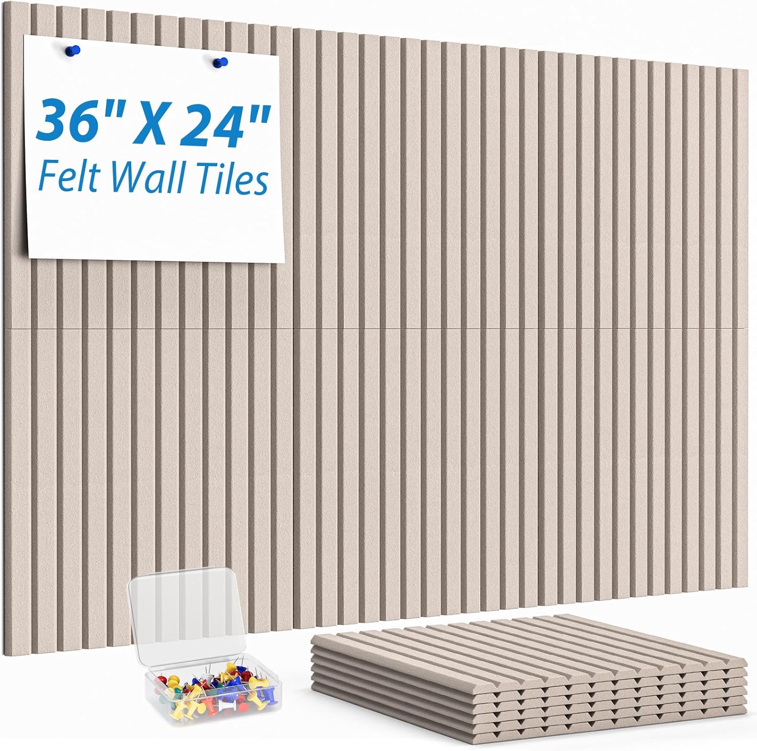 MaxGear Large Cork Board, Felt Wall Tiles 36" x 24", 6 Pack Bulletin Boards with...