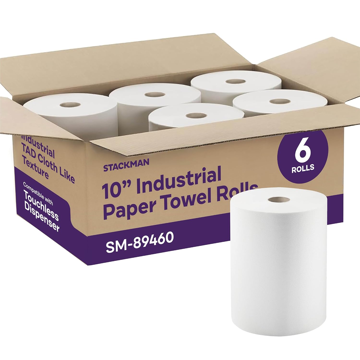 Industrial Paper Towels 10 x 800 White Roll Towels High Capacity Premium Quality...