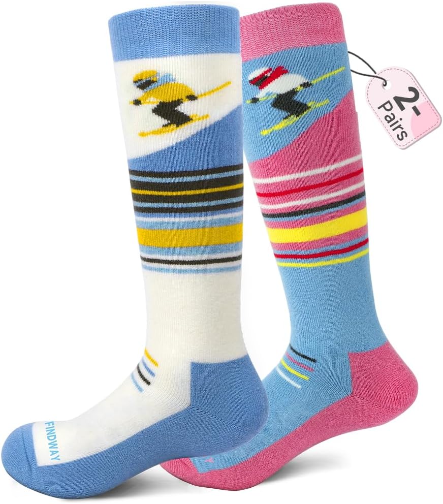 Findway Kids Ski Socks, Kids Thermal Socks Merino Wool Knee High Warm Socks Boys...