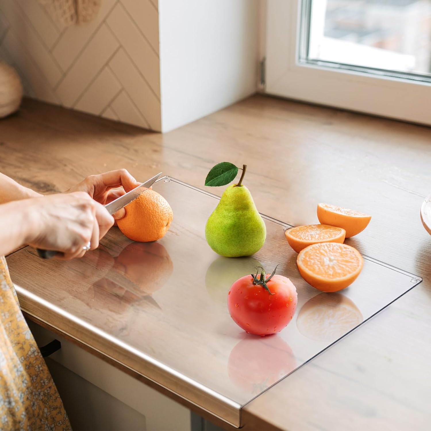 24x18 Inch Acrylic Cutting Boards for Kitchen, Large Clear Cutting Board, Non Sl...