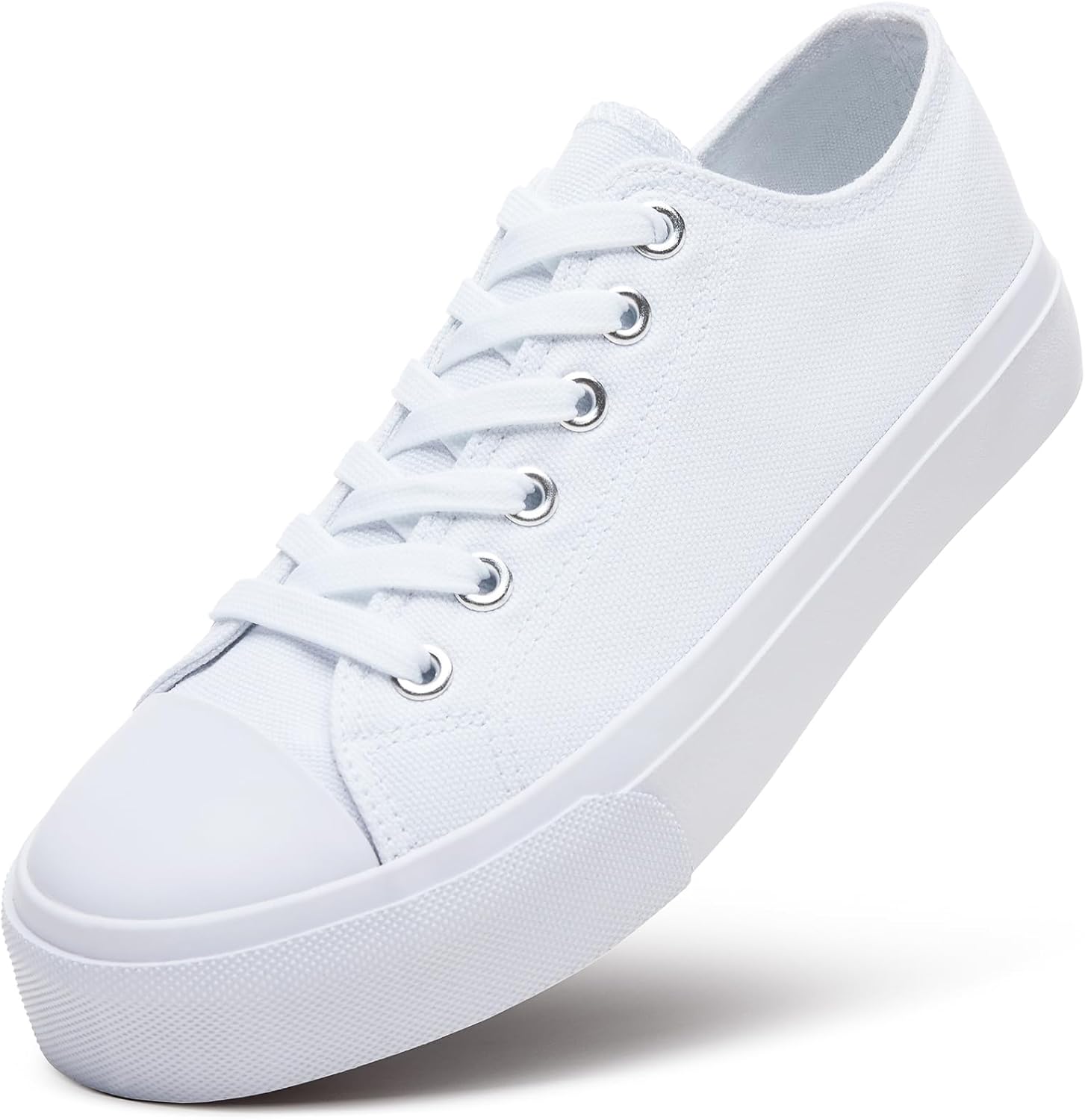 ZGR Womens Low Top Canvas Shoes,Lace up Canvas Sneakers,Casual White Tennis Walk...