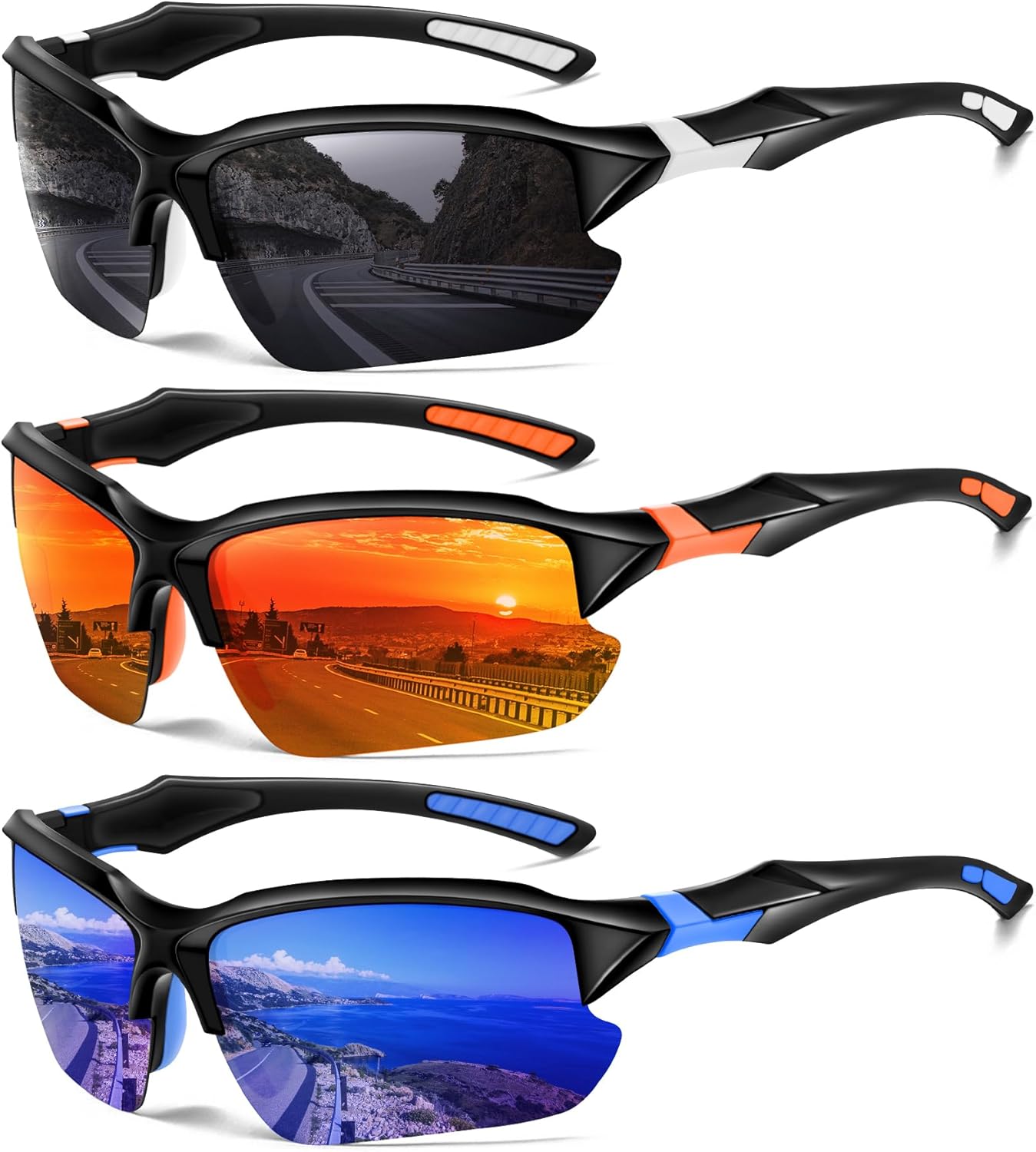 Sports Polarized Sunglasses for Men Cycling Running Fishing UV Protection Sun Gl...