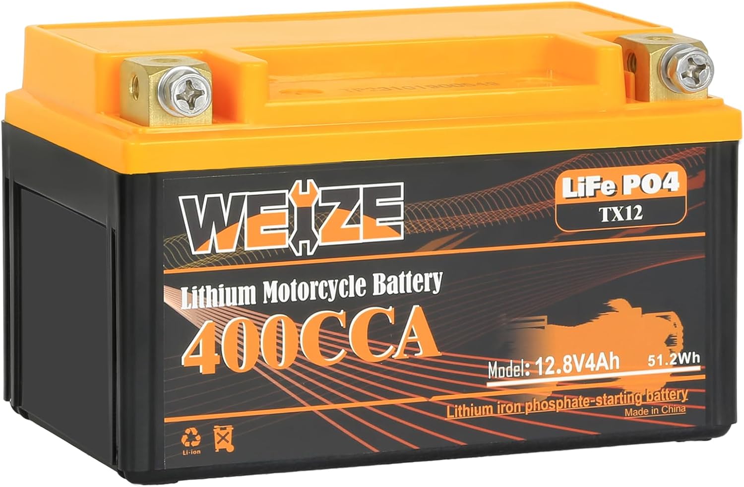 Weize Lithium YTX9, 400A LiFePO4 Motorcycle Battery YTX12, 12V 4AH YTX7 ATV, UTV...