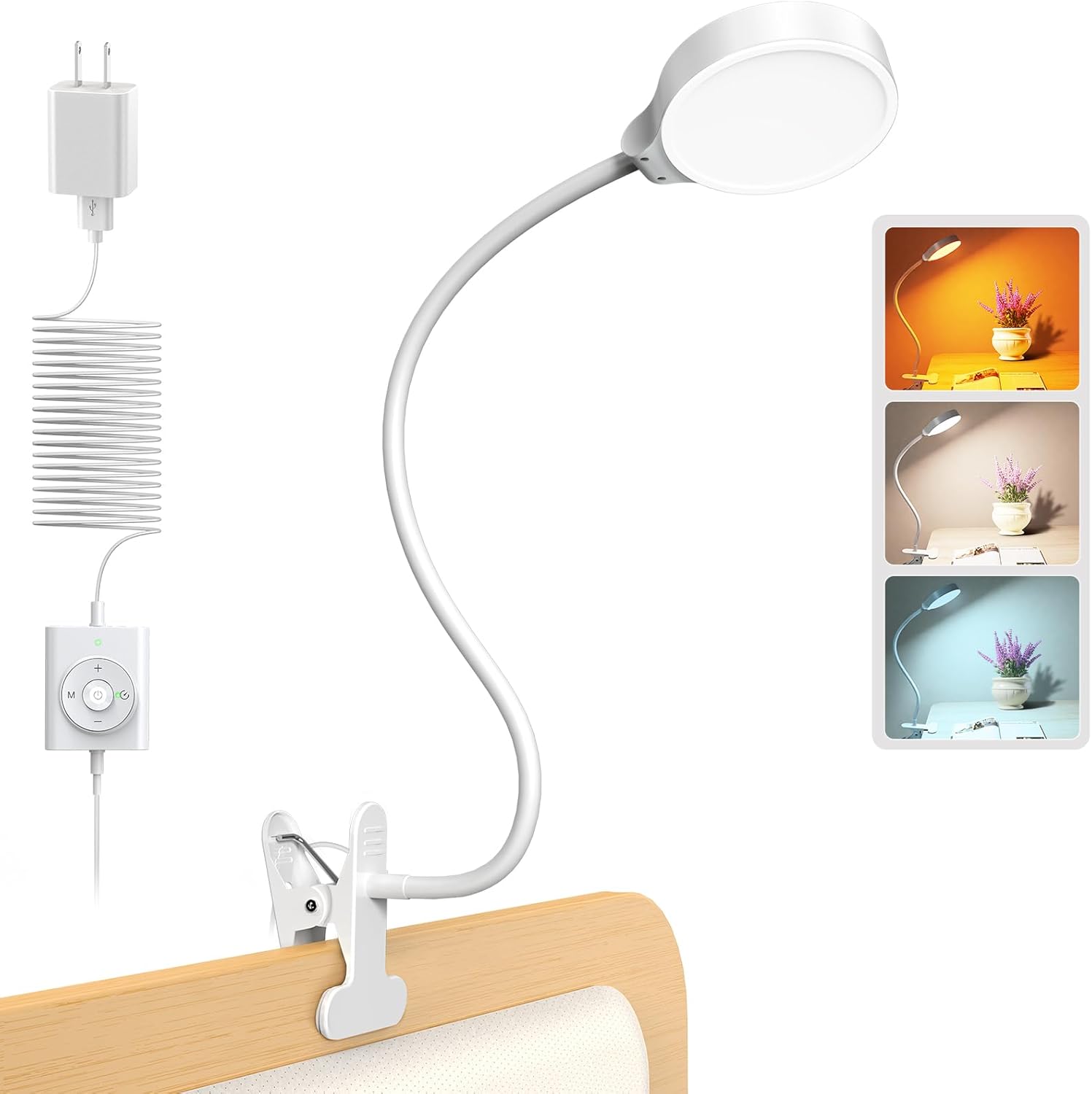 Glocusent 5W Clip on Light, 36LED Eye Caring Reading Light for Bed, 3 Colors & 5...