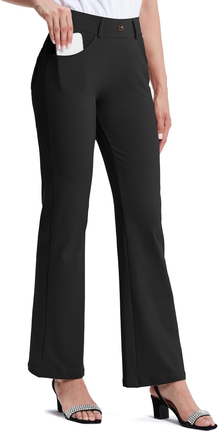 M MOTEEPI Women's High Waisted Stretchy 29"/31" Bootcut Pull On Dress Pants Offi...