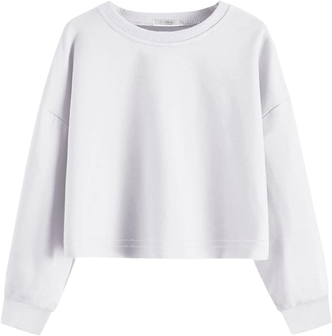 Arshiner Girls Crop Tops Kids Long Sleeve Pullover Sweatshirts Girls Cropped Cre...