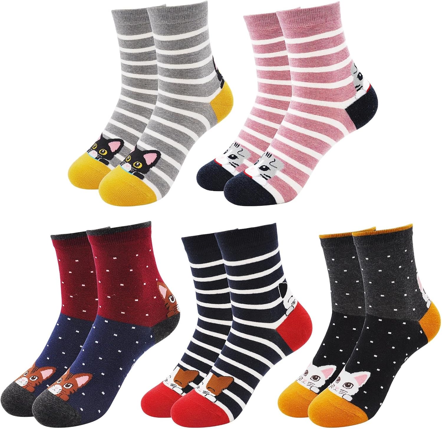 Hellomamma Girls Toddler Cotton Crew Socks Kids Novelty Animal Soft Funny Fashio...