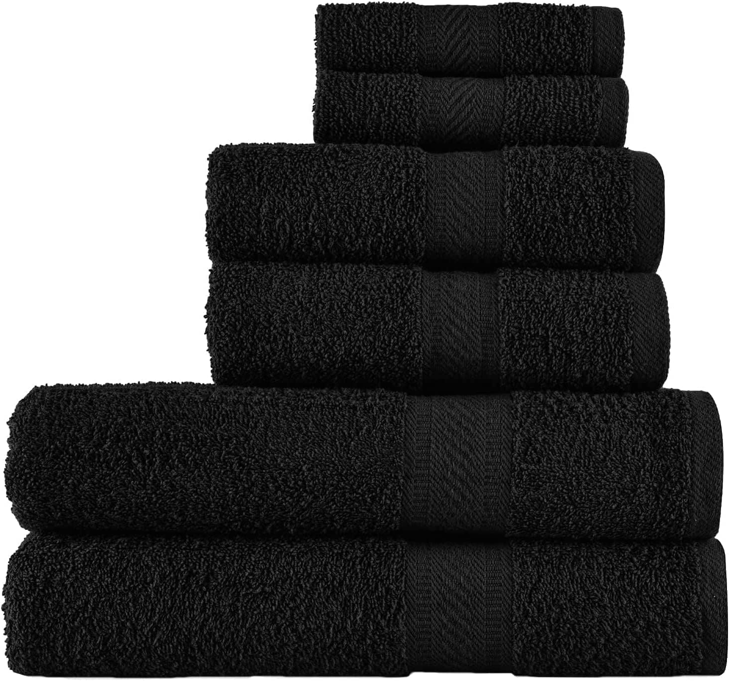 SweetNeedle 6 Piece Towel Set - 2 Bath Towels, 2 Hand Towels and 2 Washcloths Co...