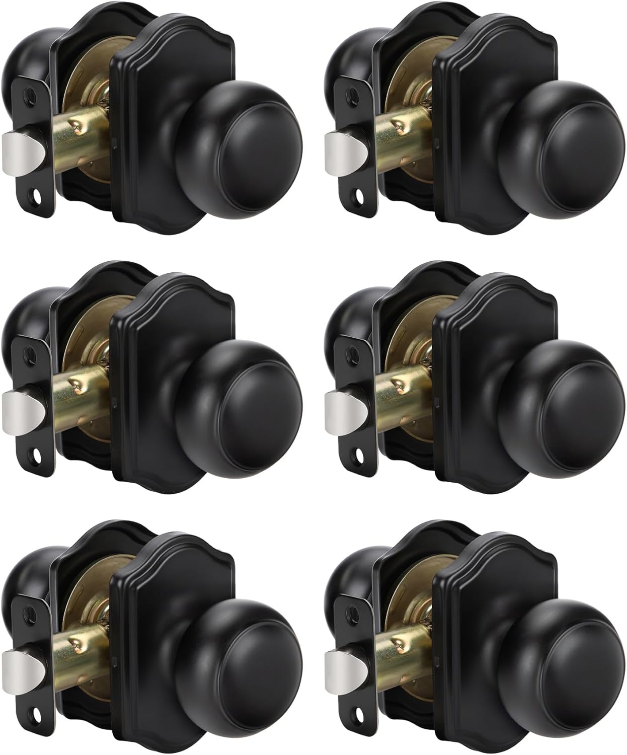 goldenwarm Matte Black Passage Door Knob, Classic Decorative Closet Door Knob In...