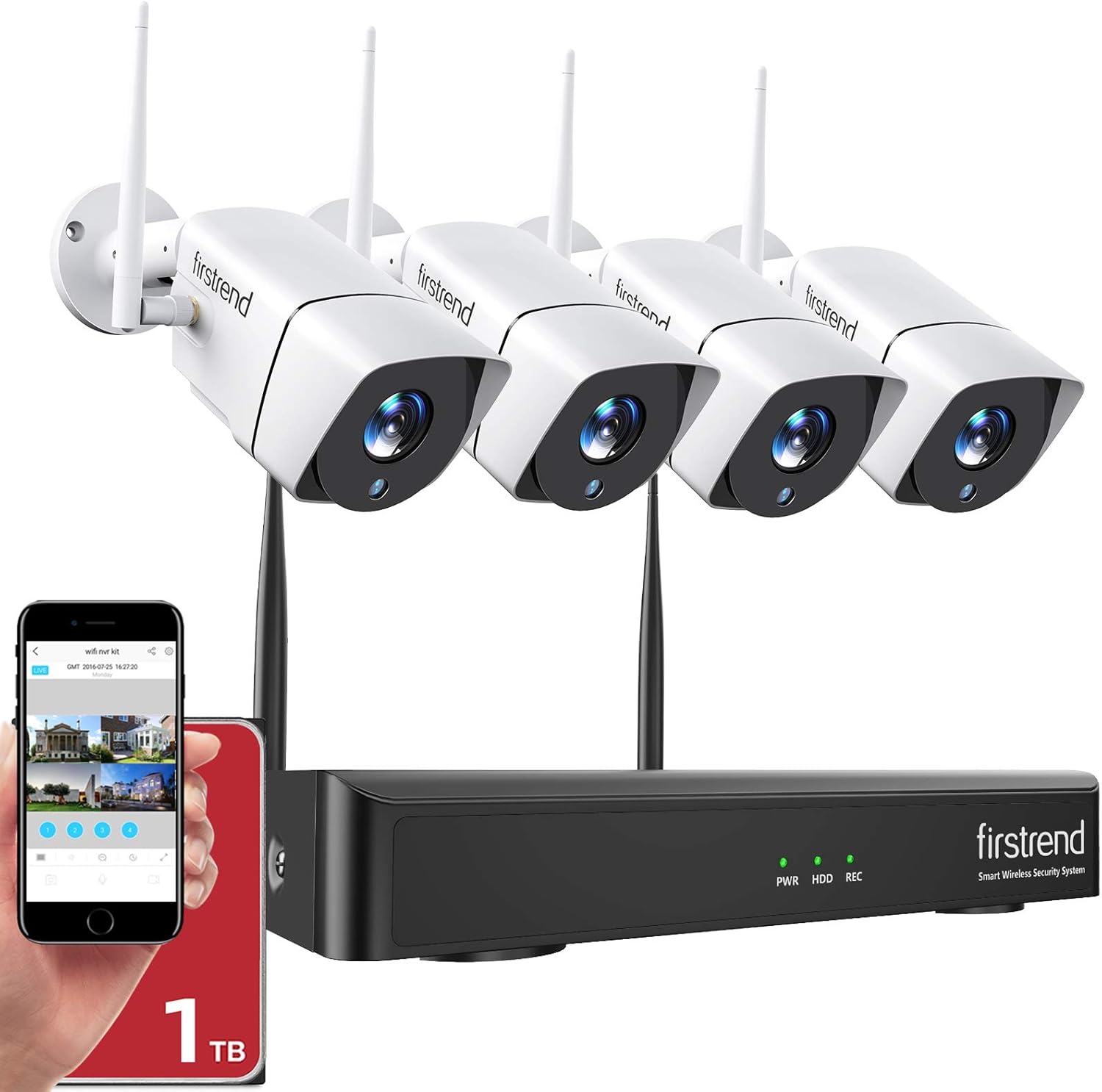 Security Camera System Wireless,Firstrend 1080P 8CH Wireless Home Security Syste...