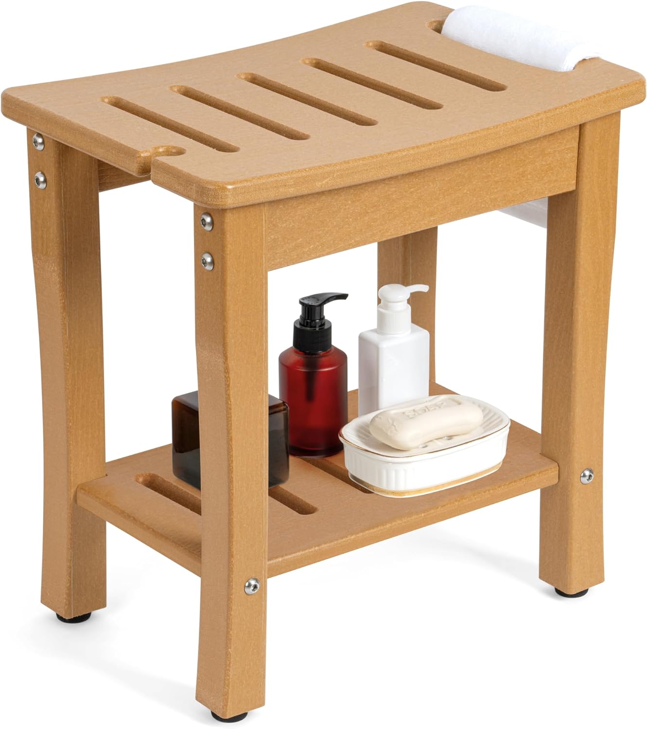 Shower Bench for Inside Shower Shaving Legs, Waterproof HDPE Shower Chair Seat w...
