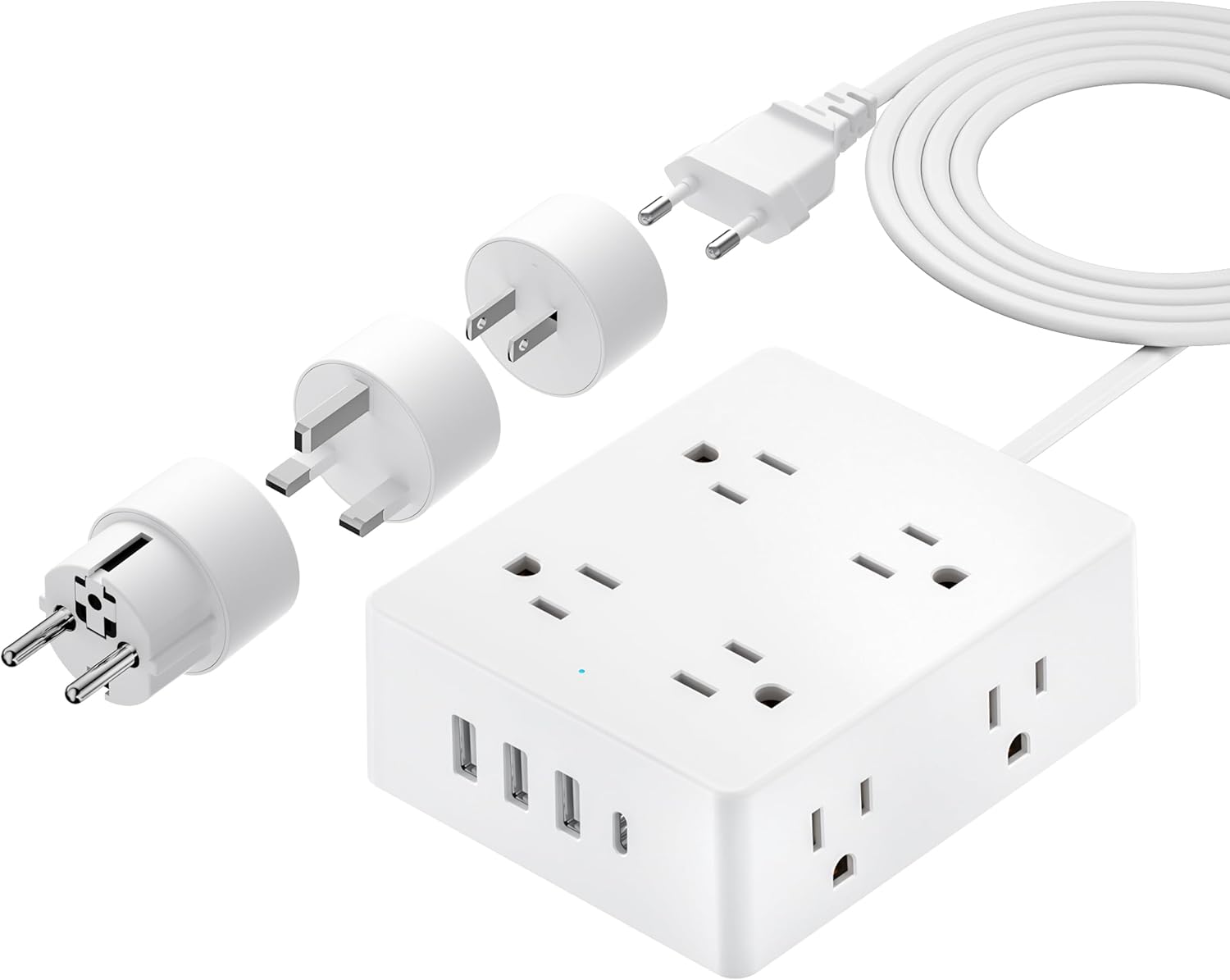 European Travel Plug Adapter, Olcorife Power Strip with EU UK US Plug Adapter, 8...
