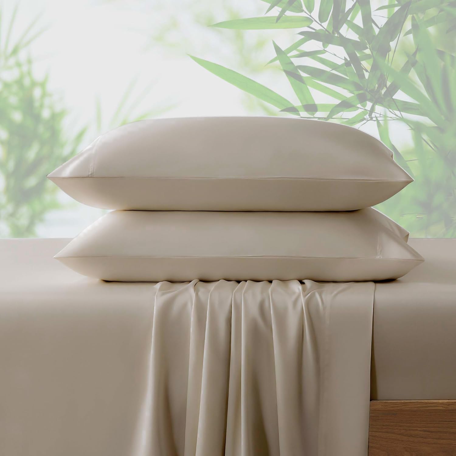 NATUREFIELD 4Pcs Sheets Set Queen Size Rayon Derived from Bamboo Bed Sheets Soft...