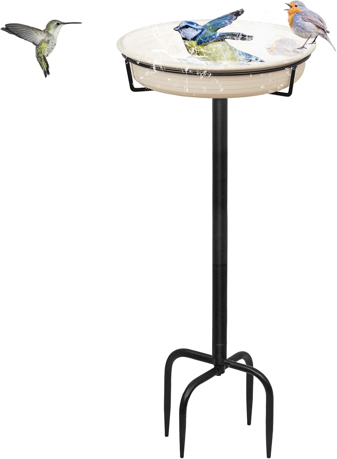 Bird Baths for Outdoors Heavy Duty, 35.5in Detachable Birdbaths for The Garden C...