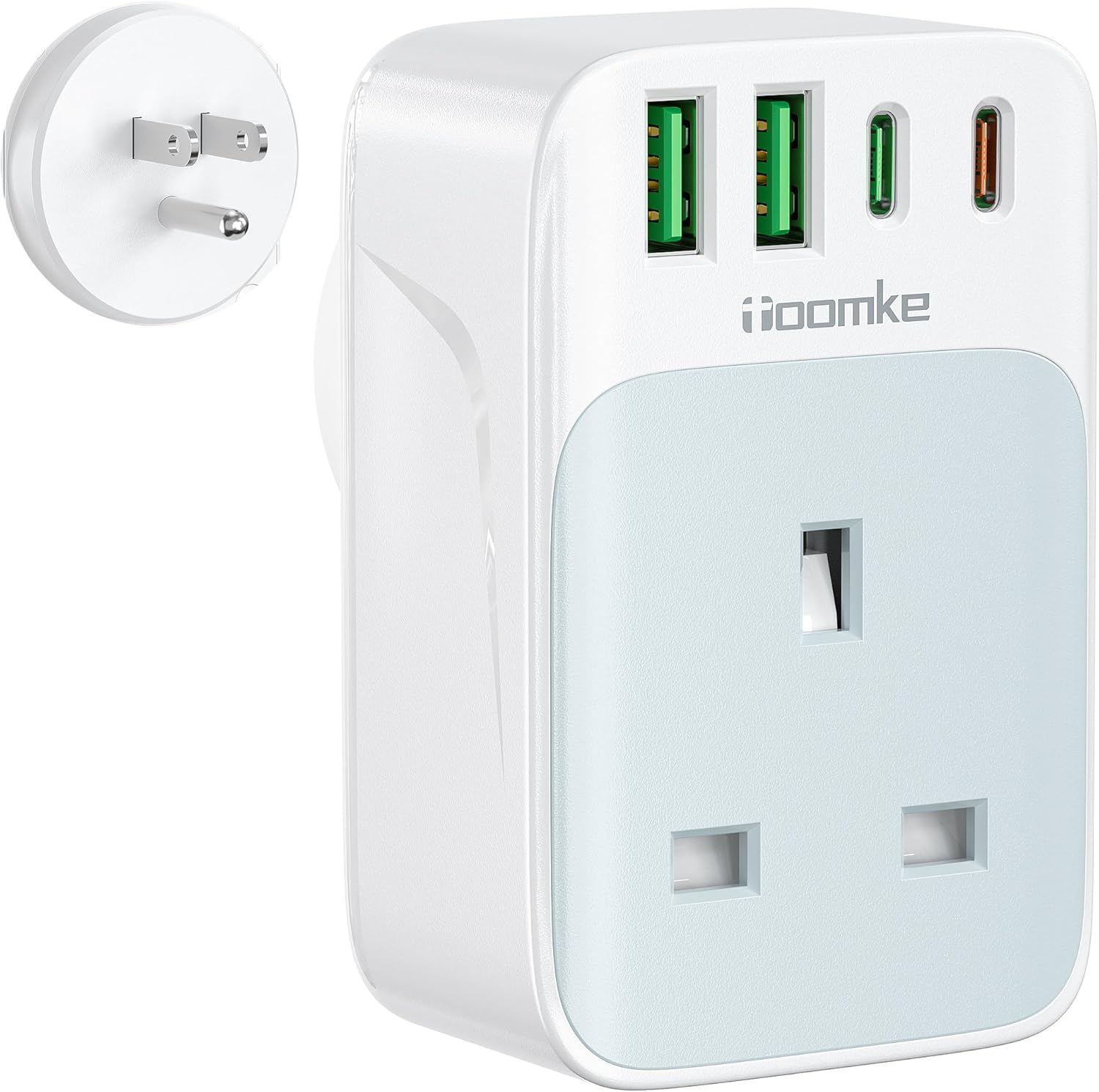 UK to US Plug Adapter, PD 35W USB C Fast Charge USA Travel Adapter with 2 USB A...