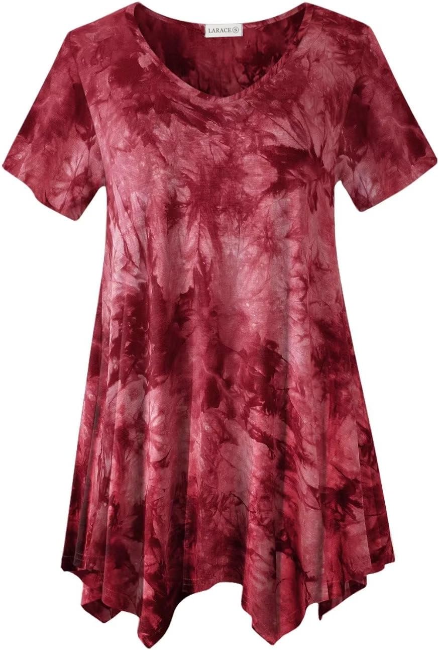 LARACE Plus Size Tops for Womens Summer Clothes Short Sleeve Shirts Casual V Nec...