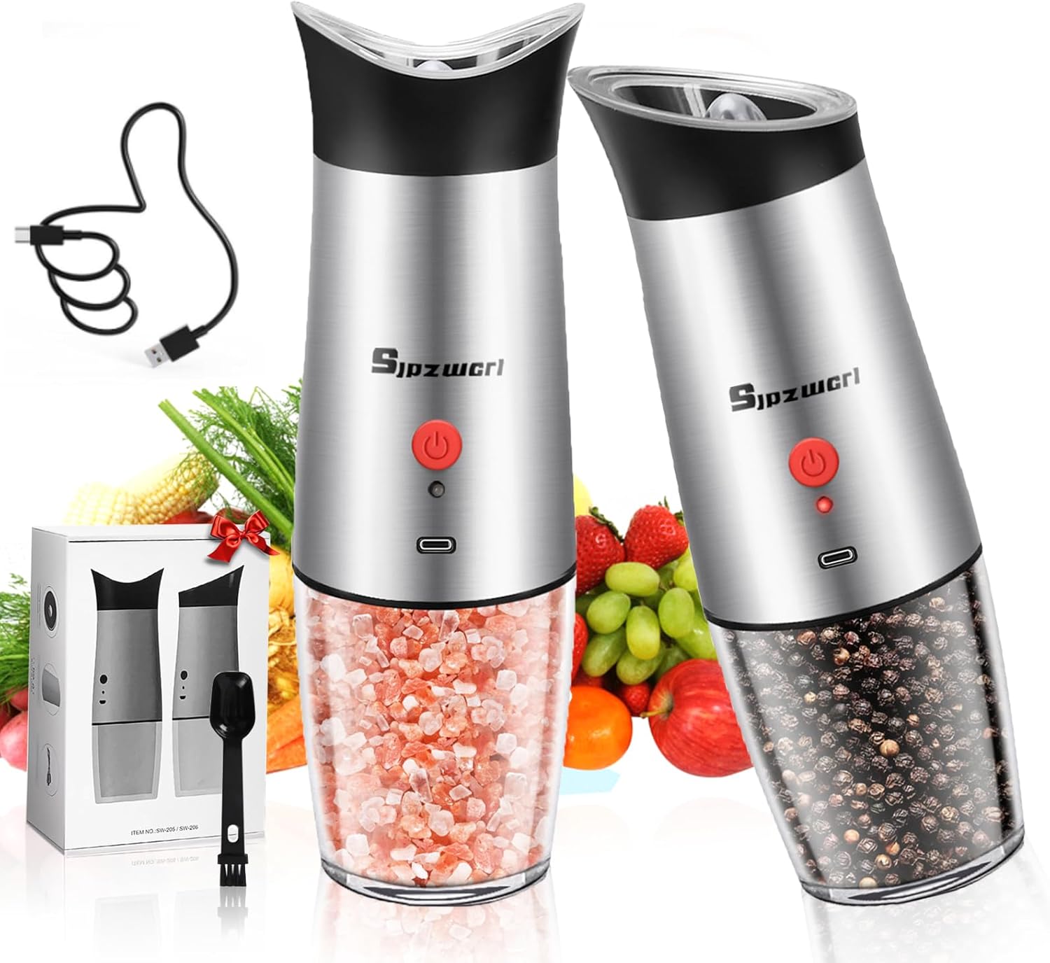 Electric Salt and Pepper Grinder Set: For Gravity Automatic Salt and Pepper Grin...