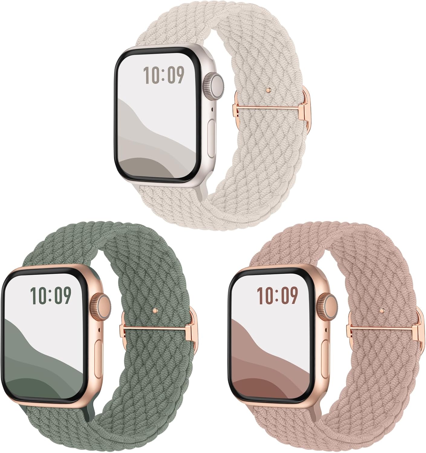 Joehwerr 3-Pack Anti-Slip Braided Strap Compatible for Apple Watch Straps Women...