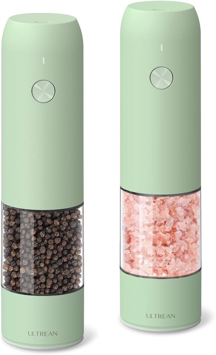 Ultrean Electric Salt and Pepper Grinder Sets (2 Pack), USB Rechargeable Salt Pe...