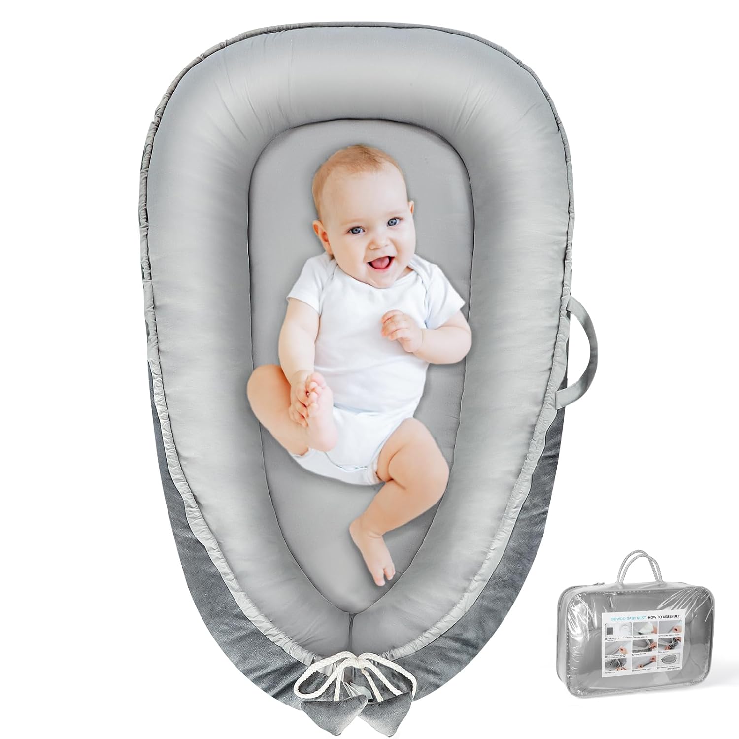 Baby Lounger - Baby Lounger for Newborn 0-24 Months, Breathable & Soft Cotton an...