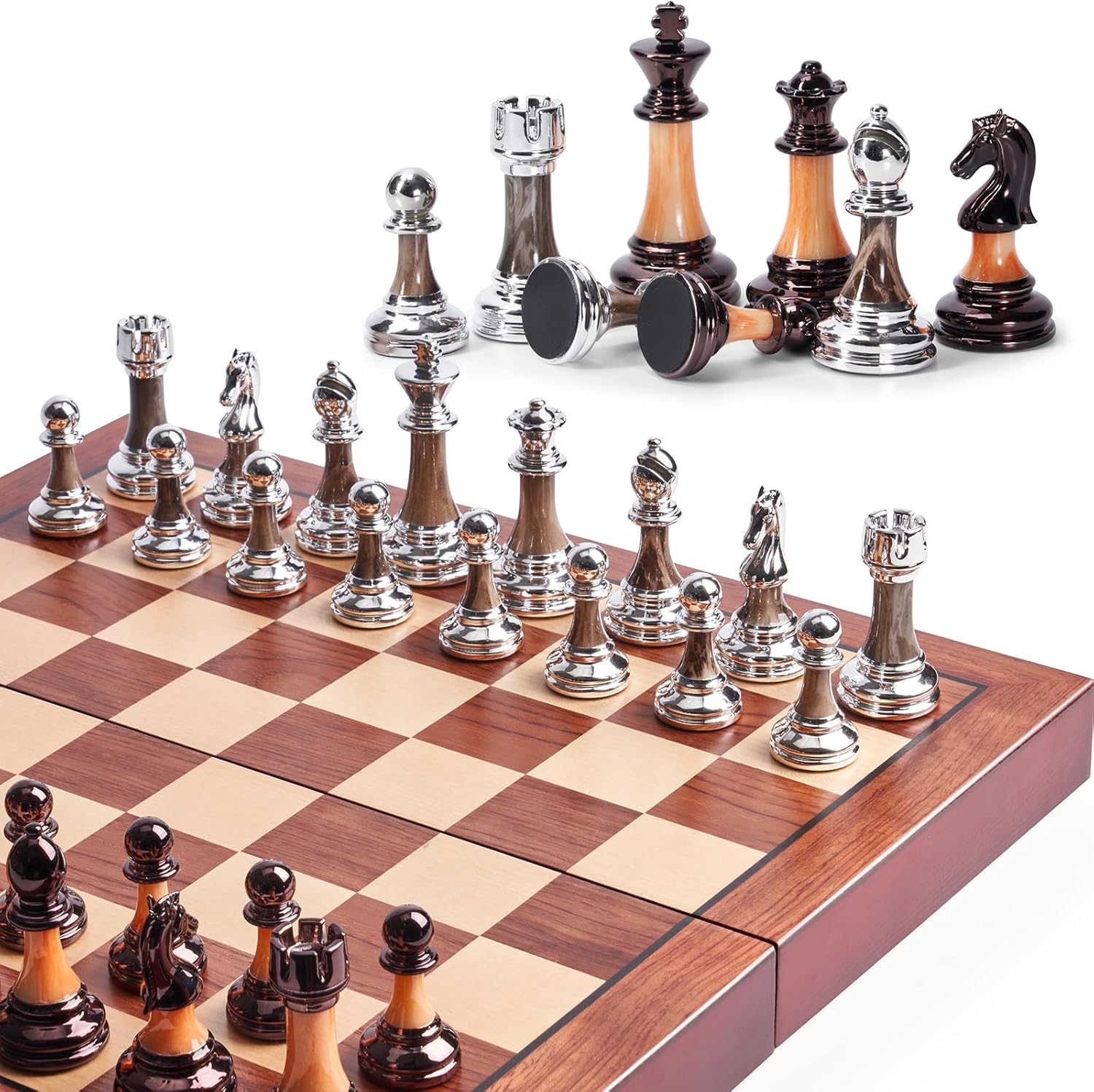 VAMSLOVE Chess Set Large 16''/42cm Folding Wooden...
