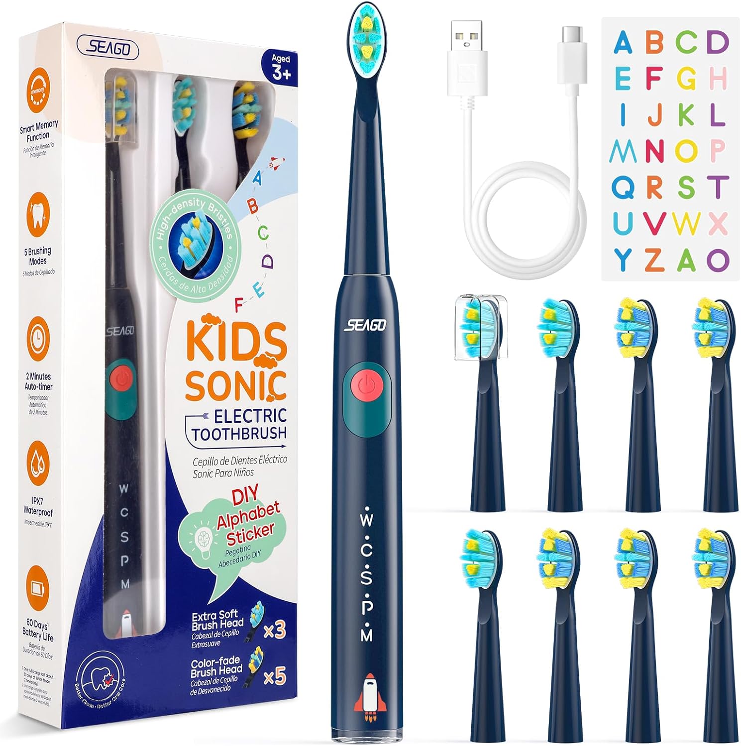 Seago Kids Electric Toothbrushes Rechargeable, Children's Power Toothbrushes wit...